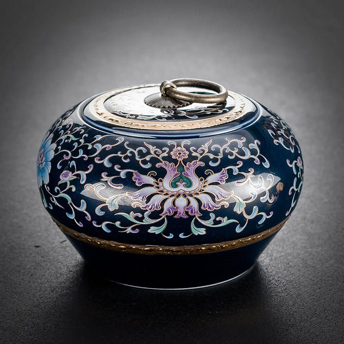 Blue and White Porcelain Tea Caddy Pu'er Tieguanyin Sealed Ceramic