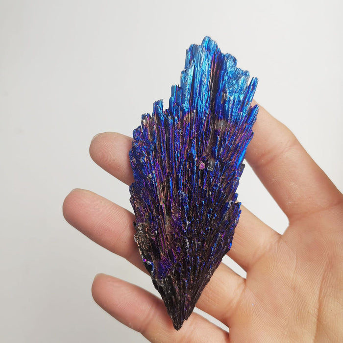 Electroplated Peacock Blue Flame Feather Vug Mineral Specimen