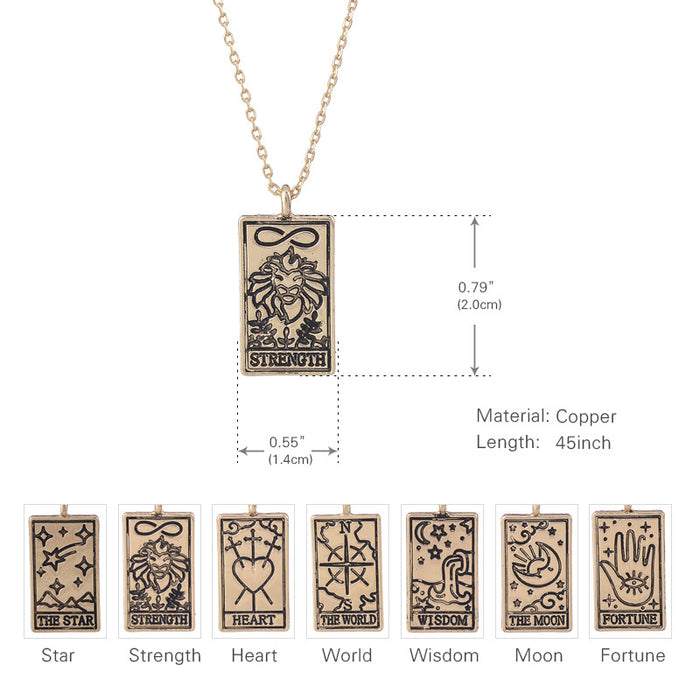 Tarot Pendant Necklace Vintage Collarbone Chain Gold Silver