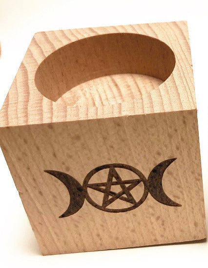 Pentagram Wood Candle Holder Cup Candle Energy Altar Decoration